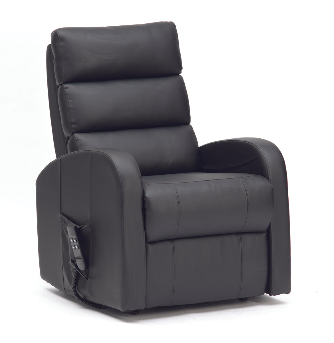 Three Pillow Dual Motor PU Riser Recliner - Black
